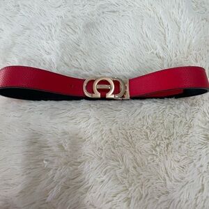 Salvatore Ferragamo Red Belt with Gold Accent